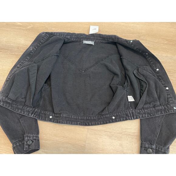 Blue B Rhinestone Fringe Denim Jacket Size Small Black Western Concert Rodeo - Picture 8 of 9